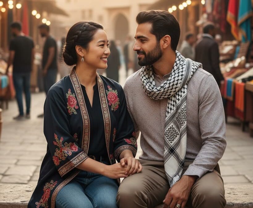 una pareja de dos culturas que hacen terapia de pareja para resolver sus conflictos