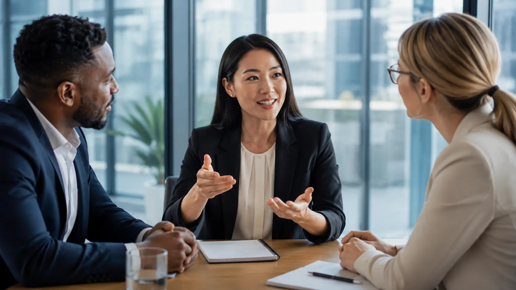 Intérprete presencial asistiendo en una conversación cara a cara